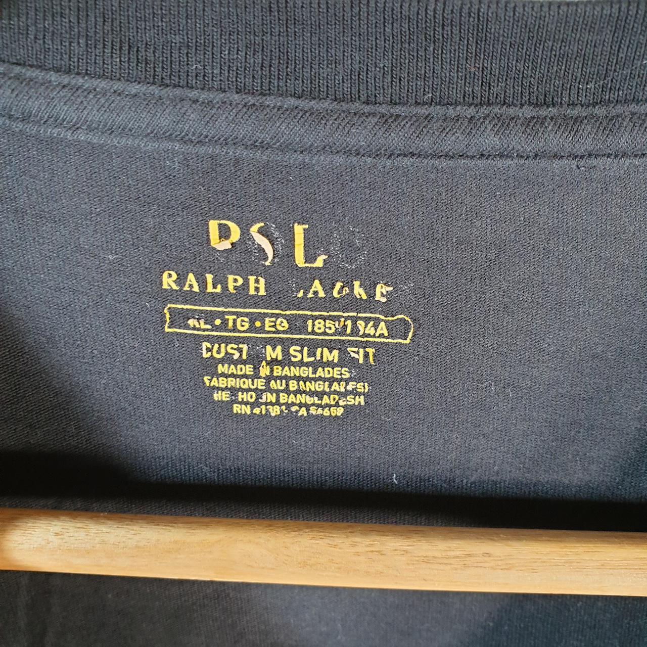 Vintage Ralph Lauren Polo T Shirt Men’s XL Black Embroidered Custom Slim Fit Pony C8610