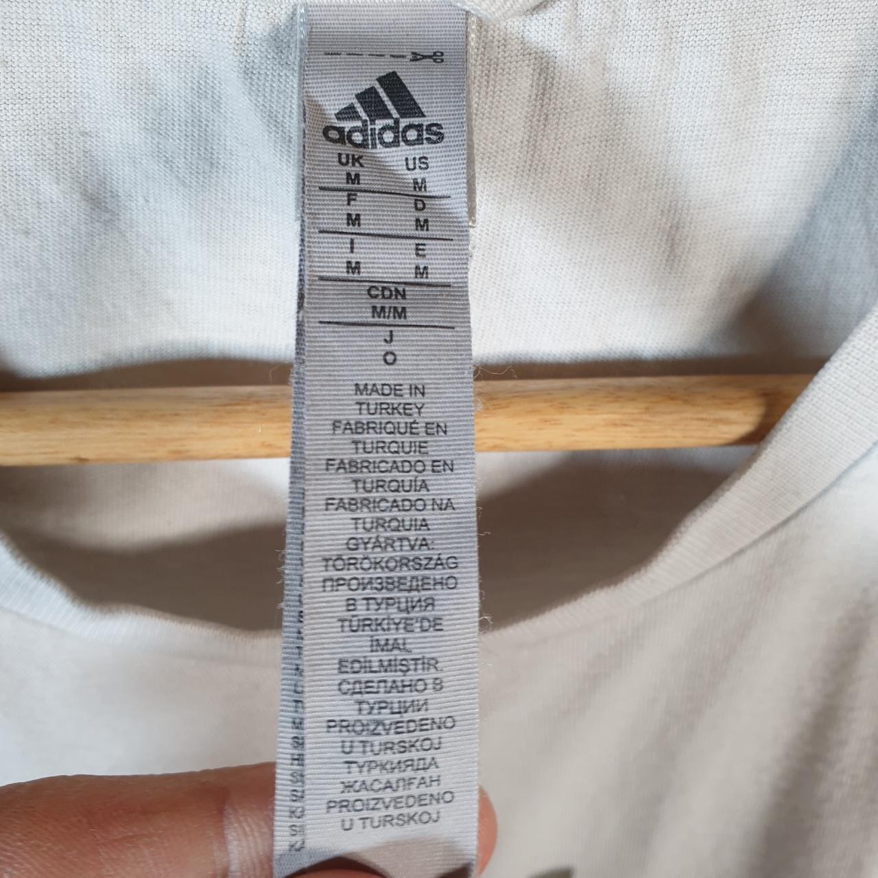 Vintage Adidas Spellout T Shirt Shirt Men’s Medium White Three Stripes Logo Athletic C9699