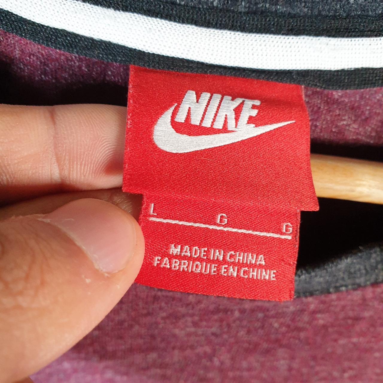 Vintage Nike Club T Shirt Men’s Large Burgundy Red Single Swoosh Logo Athletic C8282