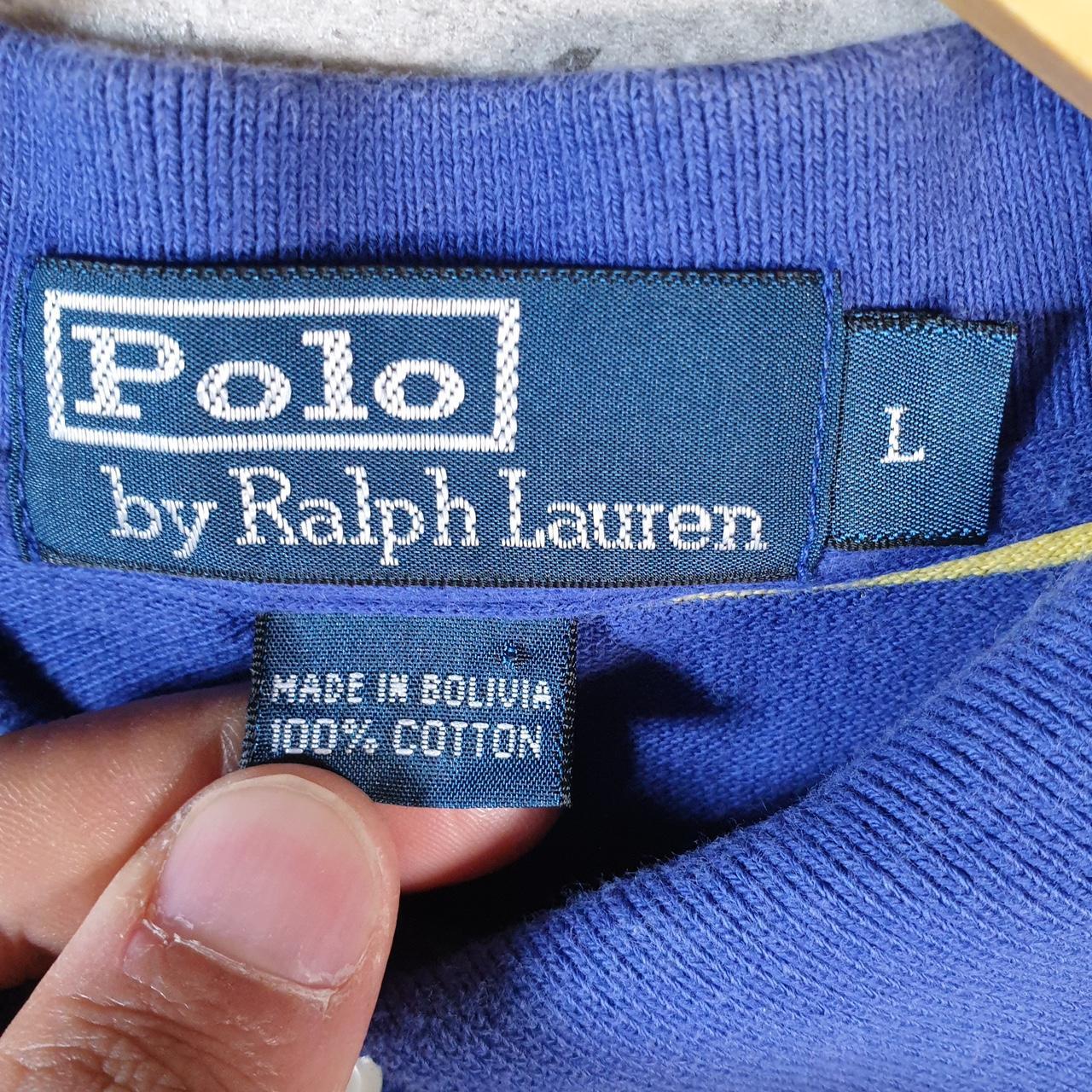 Vintage Ralph Lauren Polo Shirt Men’s Large Blue Striped Cotton Pony C9625