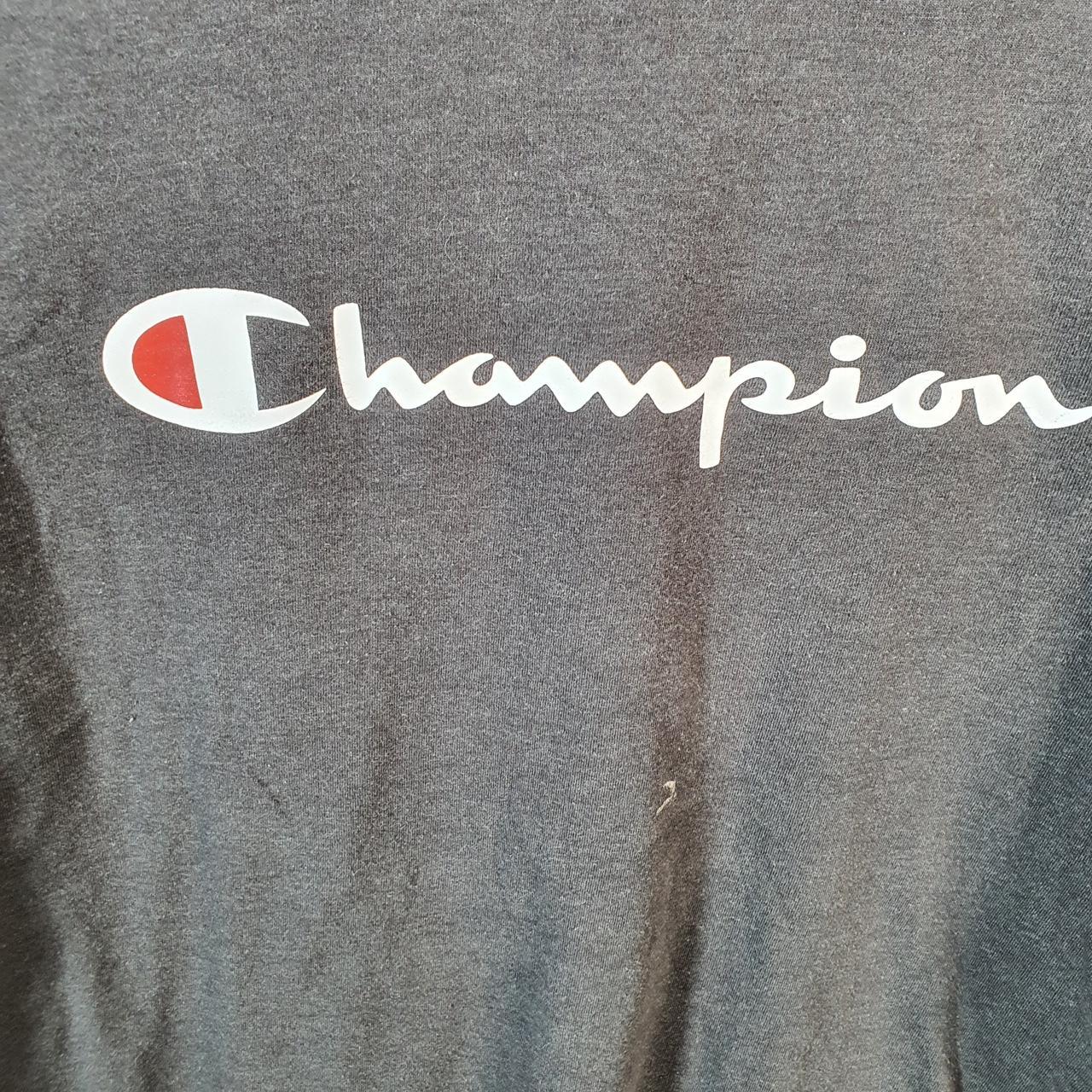Vintage Champion Spellout Logo T Shirt Mens Small Grey USA Athletic