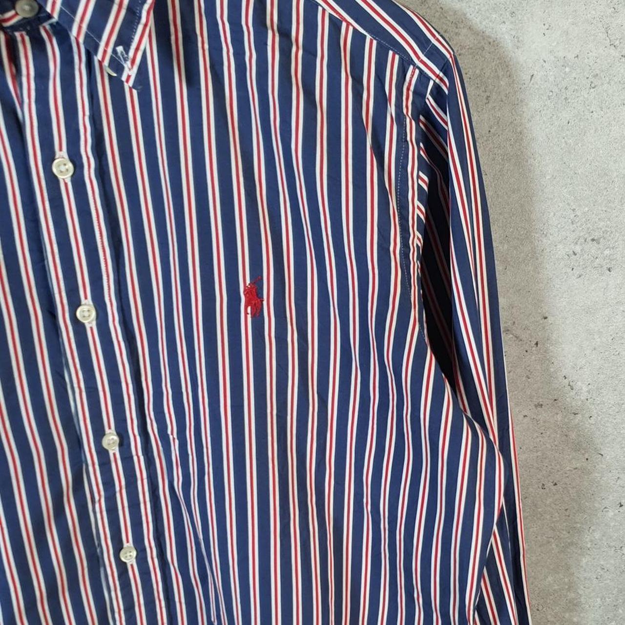 Vintage Ralph Lauren Button Down Shirt Men’s Medium Blue Striped Classic Fit Pony