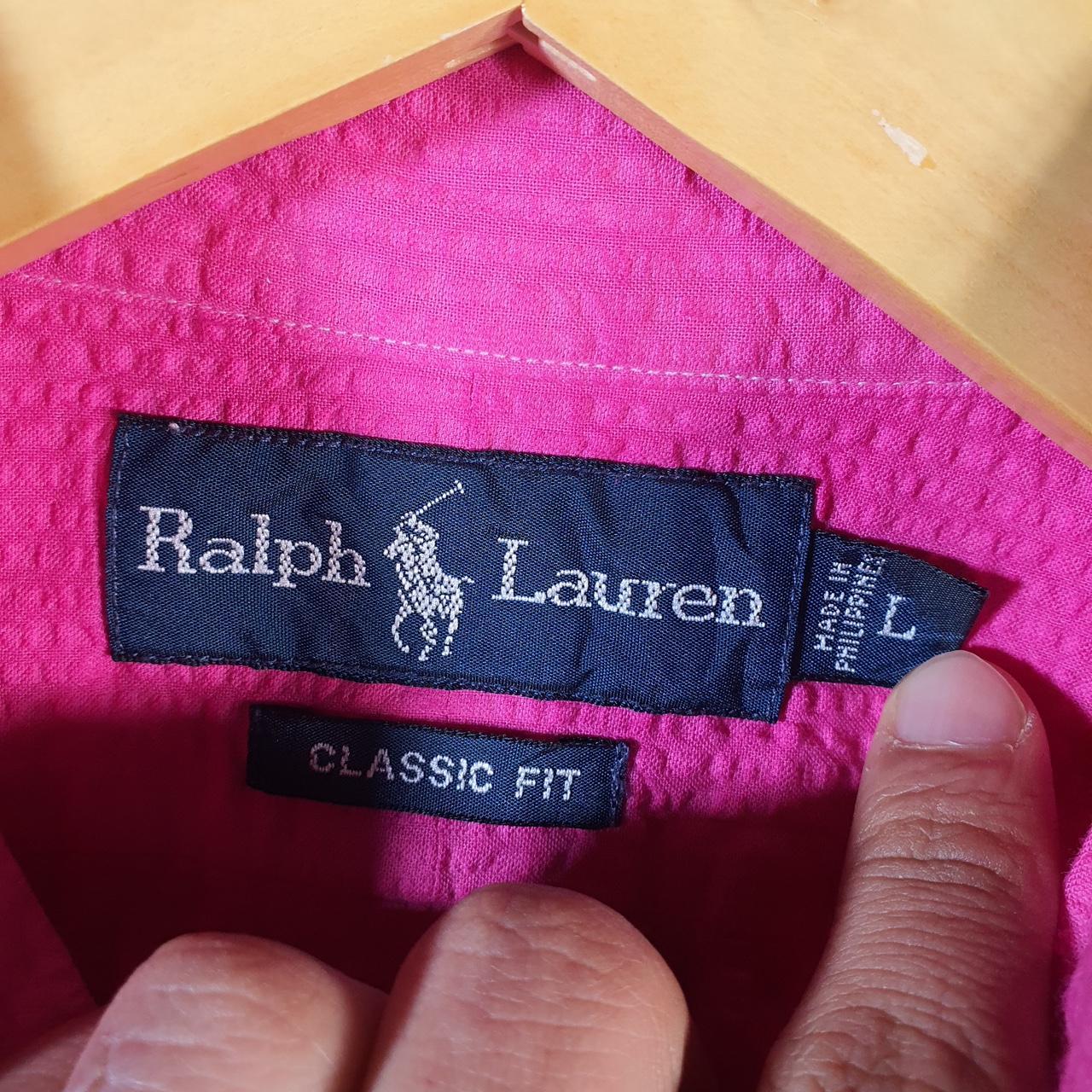 Vintage Ralph Lauren Button Down Shirt Men’s Large Pink Classic Cotton Pony Casual Big Fish Vintage