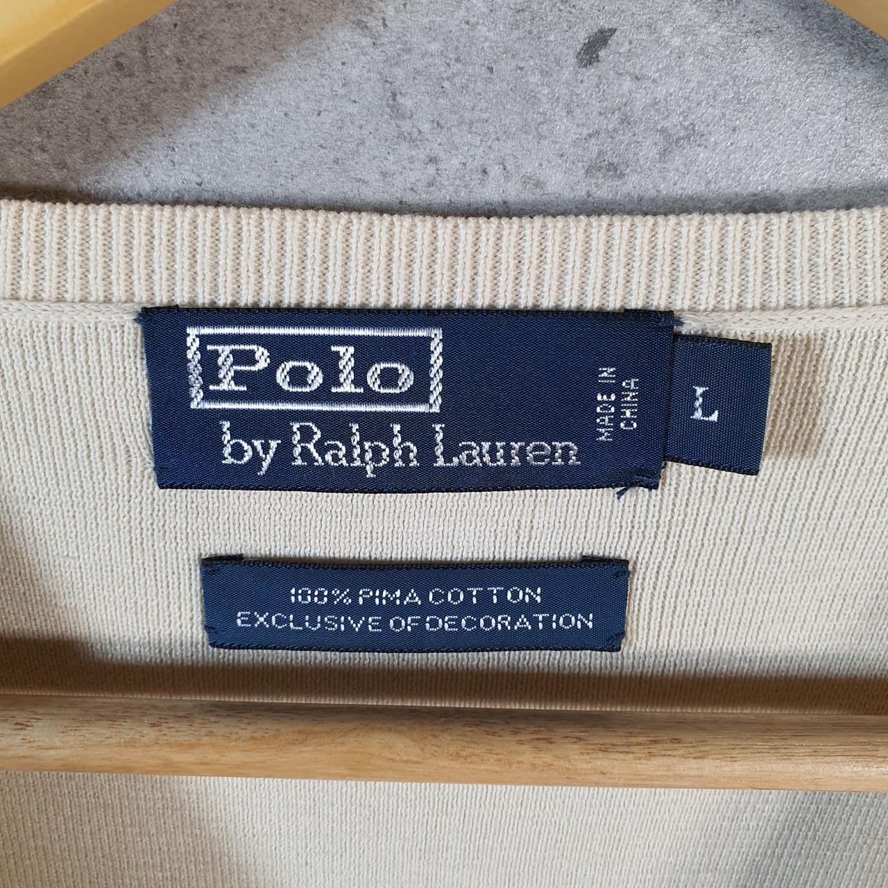 Vintage Ralph Lauren Polo Pima Cotton Sweatshirt Men’s Large Beige Pullover Pony C8859