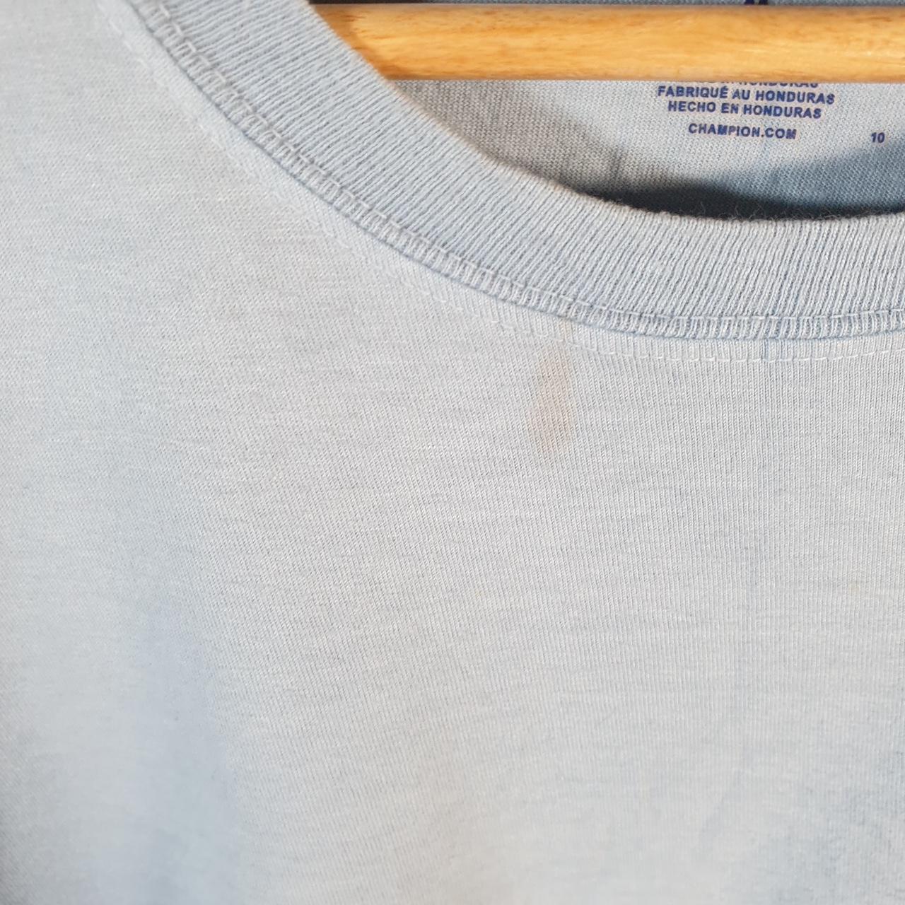 Vintage Champion Spellout Logo T Shirt Mens Medium Blue USA Athletic