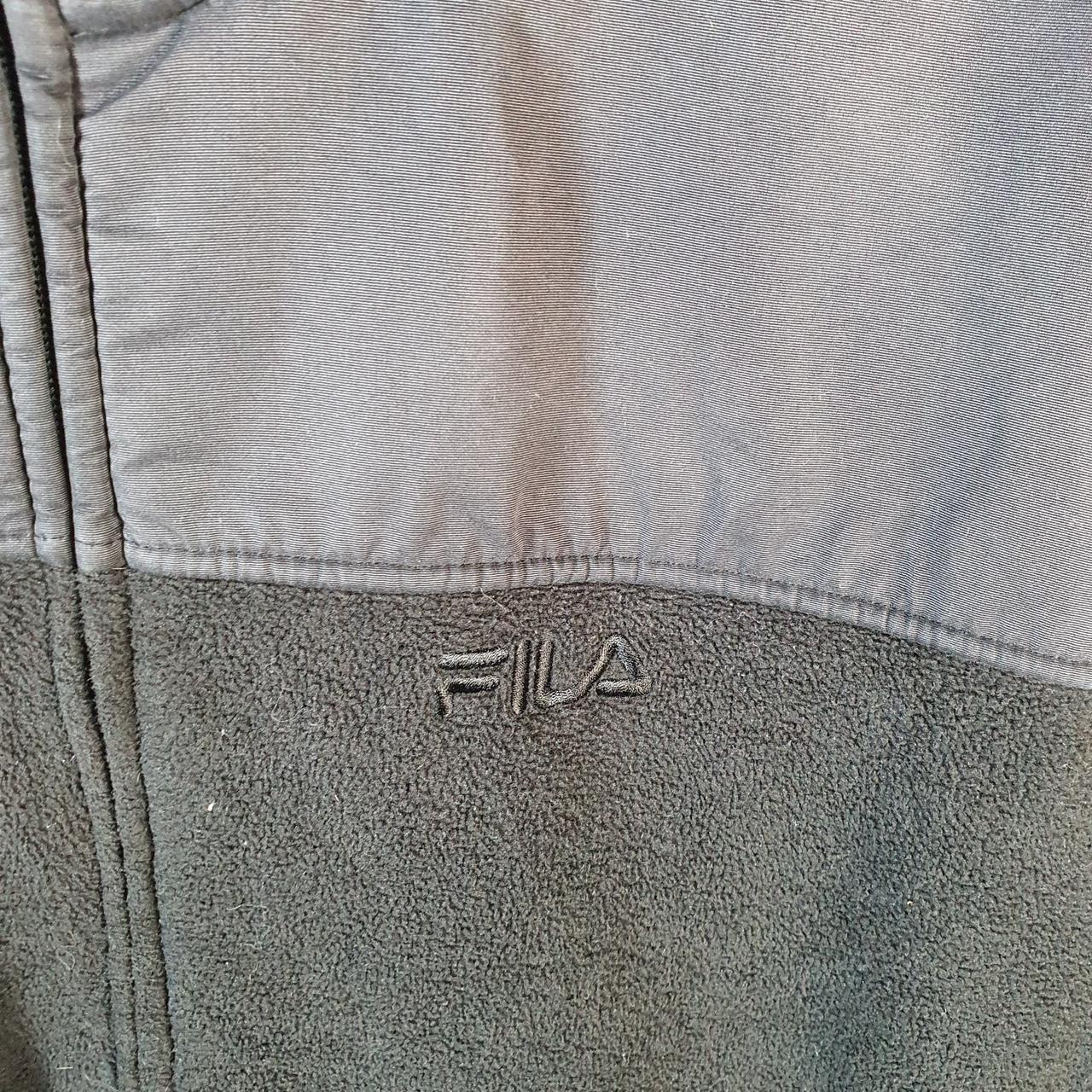 Vintage Fila Full Zip Fleece Sweatshirt Mens Large Black Embroidered Logo