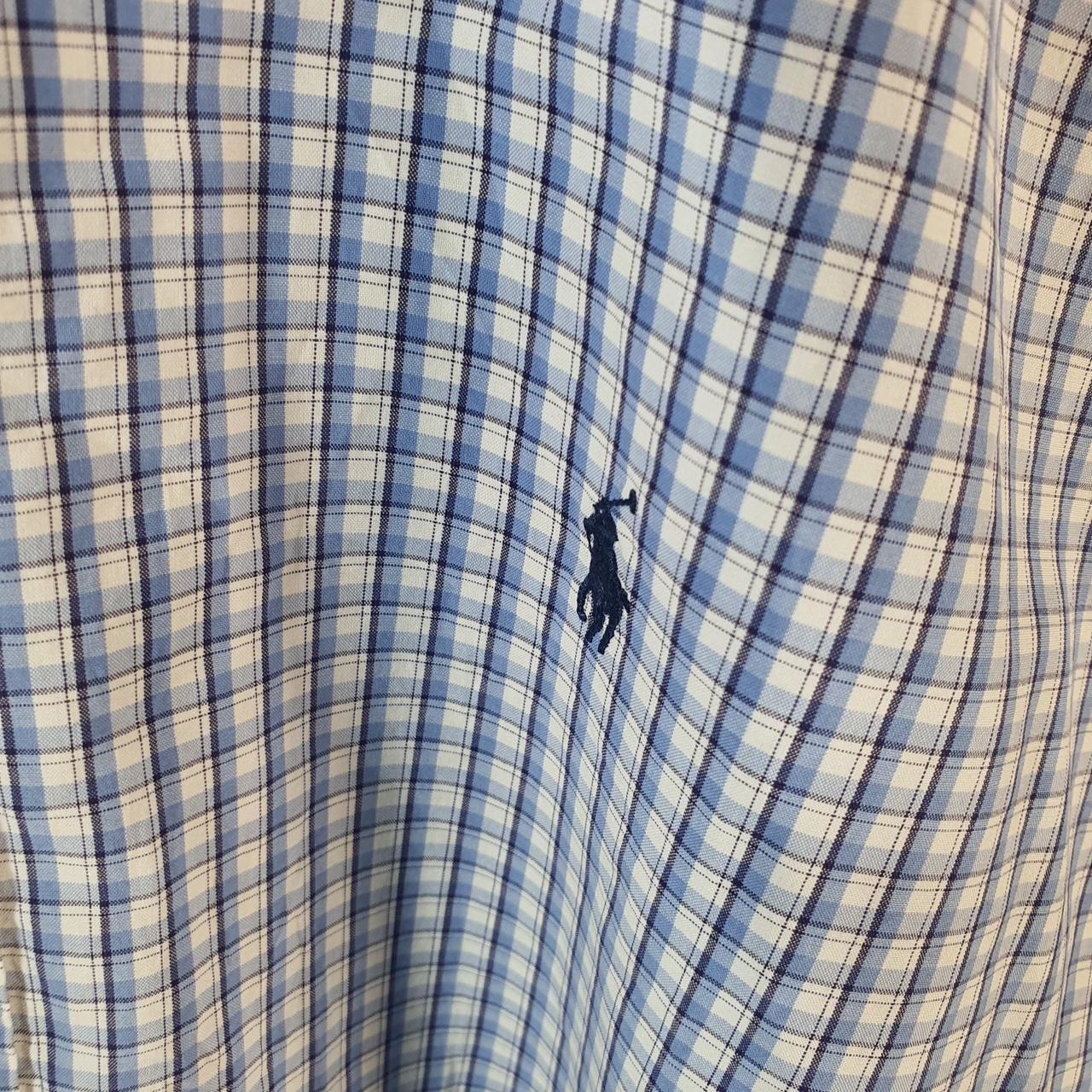 Vintage Ralph Lauren Button Down Shirt Men’s Large Blue Blake Checkered Pony Casual C8486