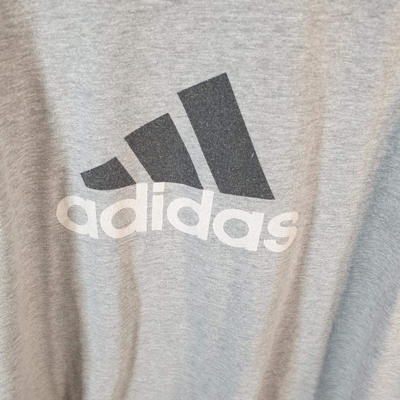 Vintage Adidas Spellout T Shirt Men’s Large Grey Three Stripes Logo Athletic