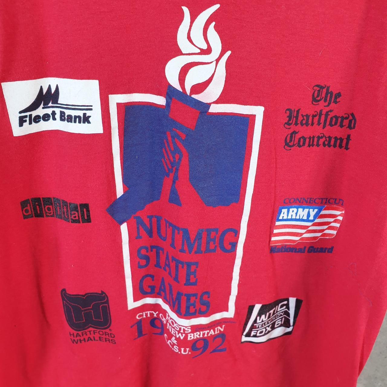 Vintage Screen Stars 1992 Nutmeg State Games USA Single Stitch T Shirt Men’s Large Red