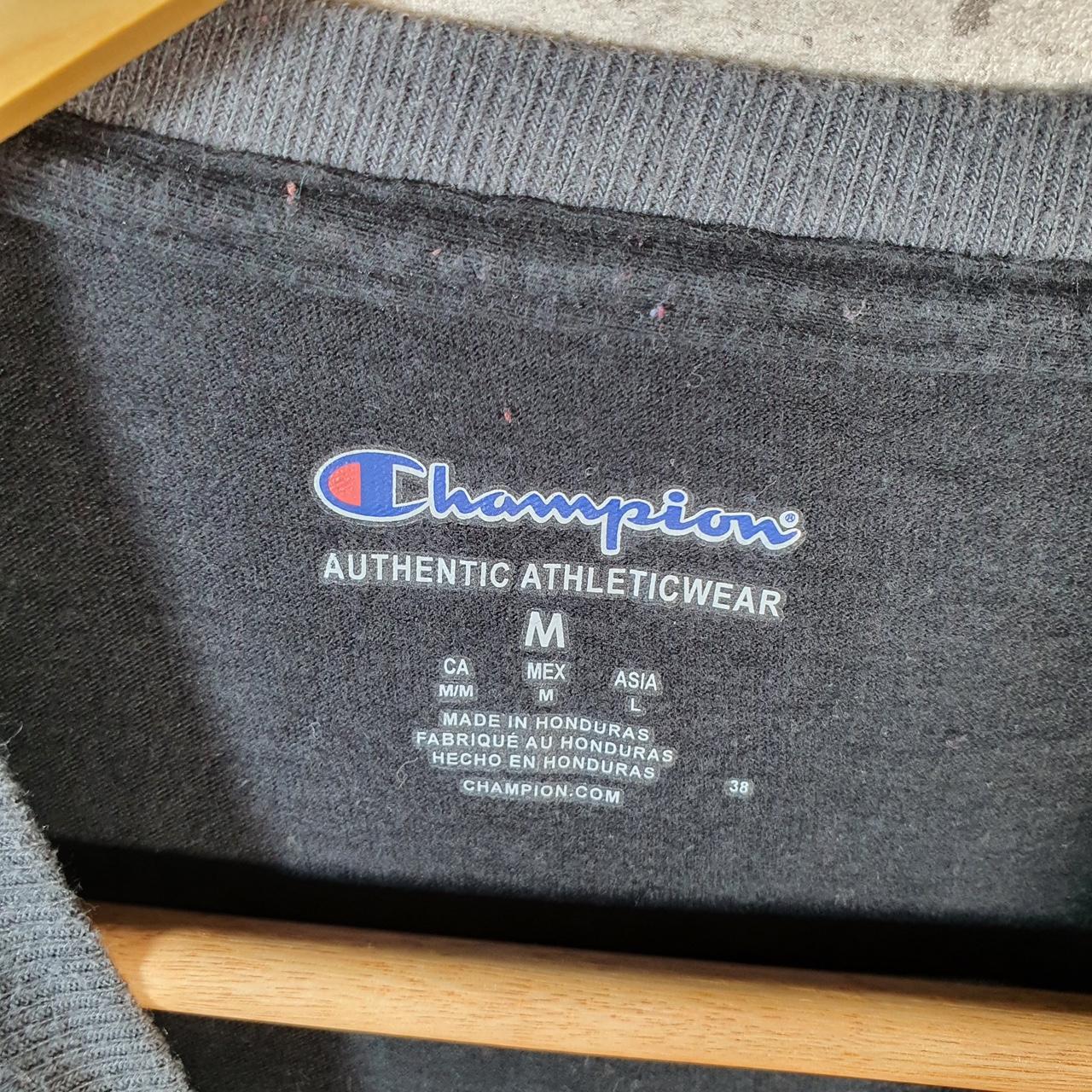 Vintage Champion Embroidered Logo T Shirt Men’s Medium Black Athletic