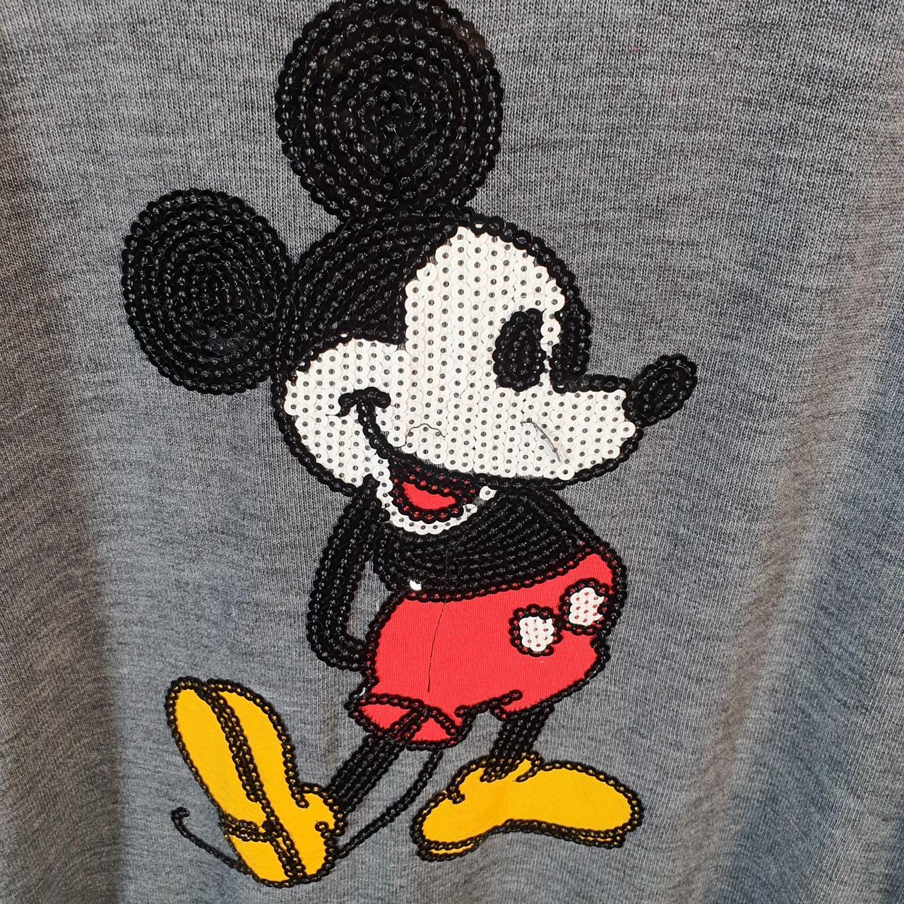 Vintage Walter Disney World Mickey Mouse Knit Sweater Womens Medium Grey Logo Winter