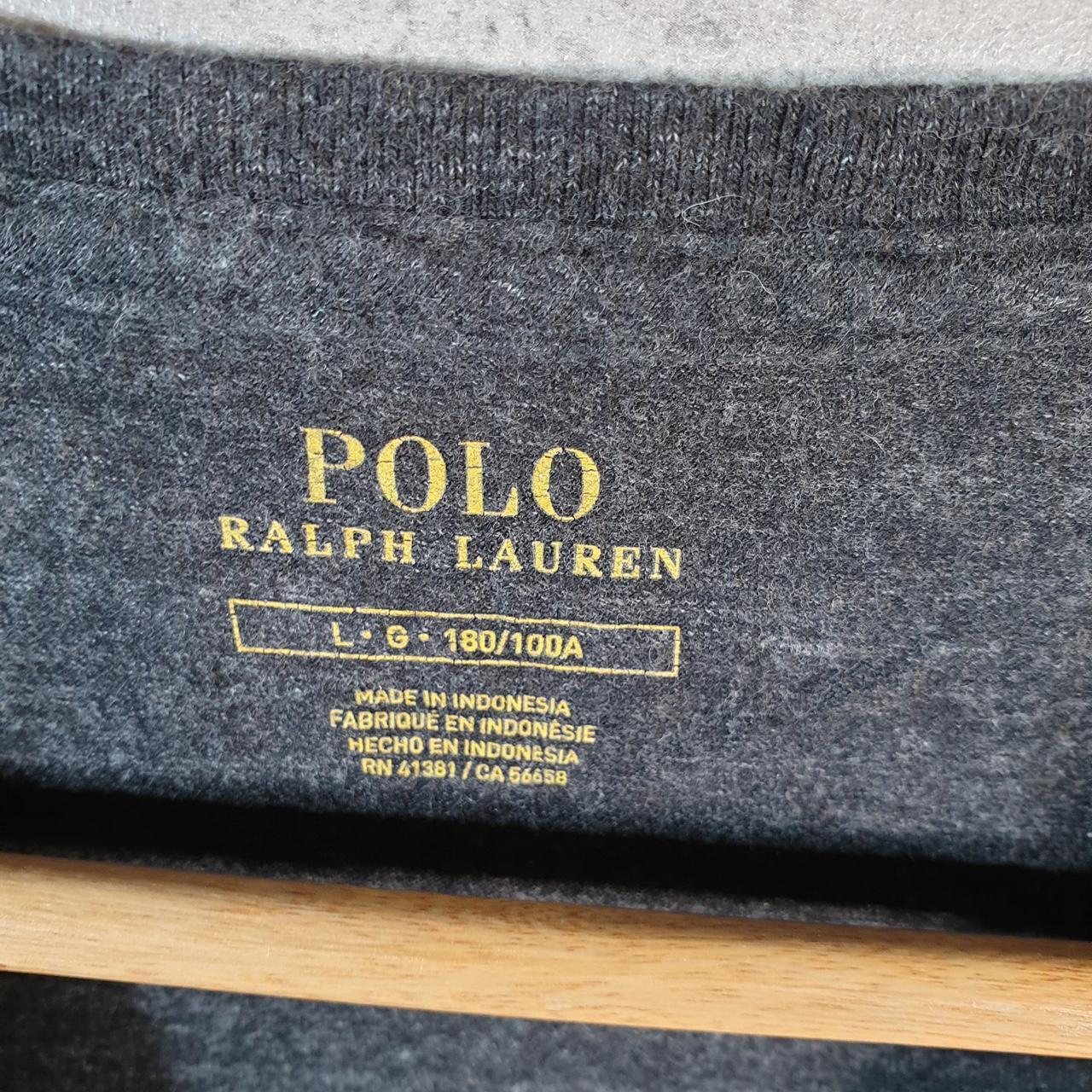 Vintage Ralph Lauren Polo T Shirt Men’s Large Grey Embroidered Custom Fit Pony C9152