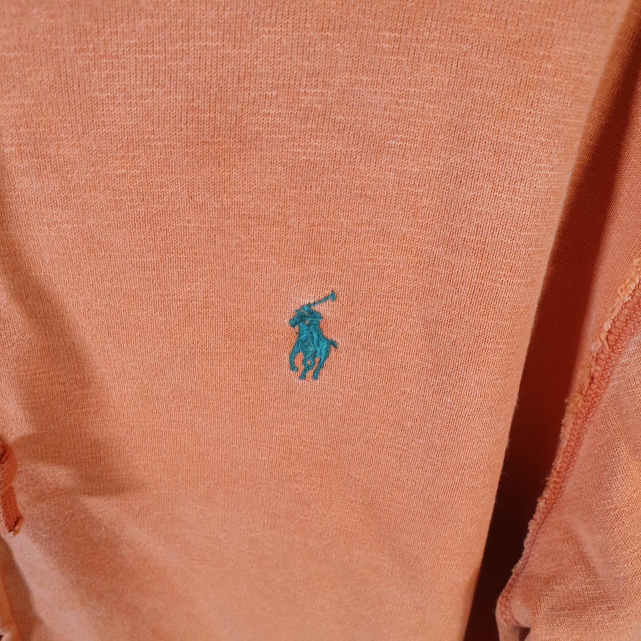 Vintage Ralph Lauren Polo Heavyweight Hoodie Men’s Large Orange Cotton Full Zip Pony