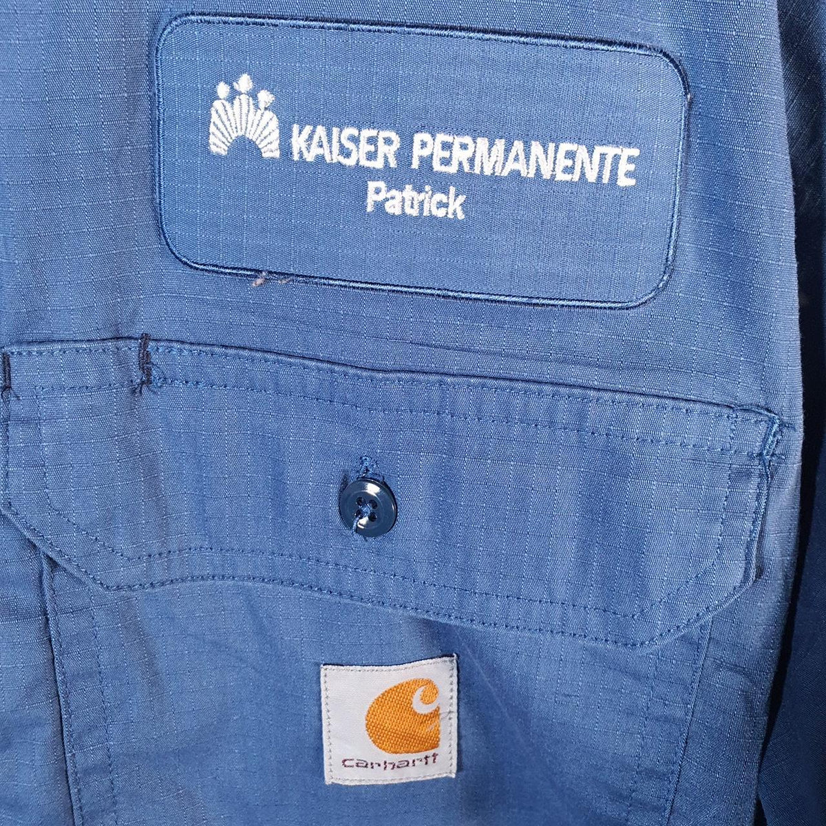 Vintage Carhartt Shirt Button Down Mens Large Blue Long Sleeve Chore Utility Relaxed Big Fish Vintage