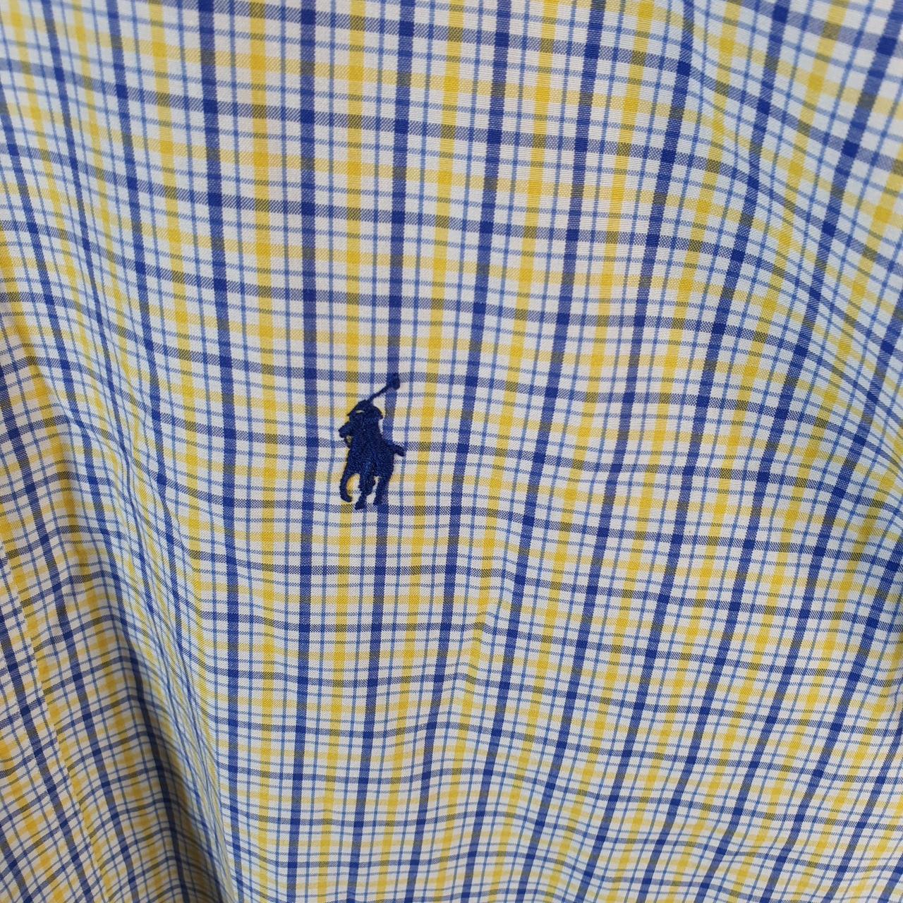 Vintage Ralph Lauren Button Down Shirt Men’s XL Yellow Classic Fit Checkered Cotton Pony