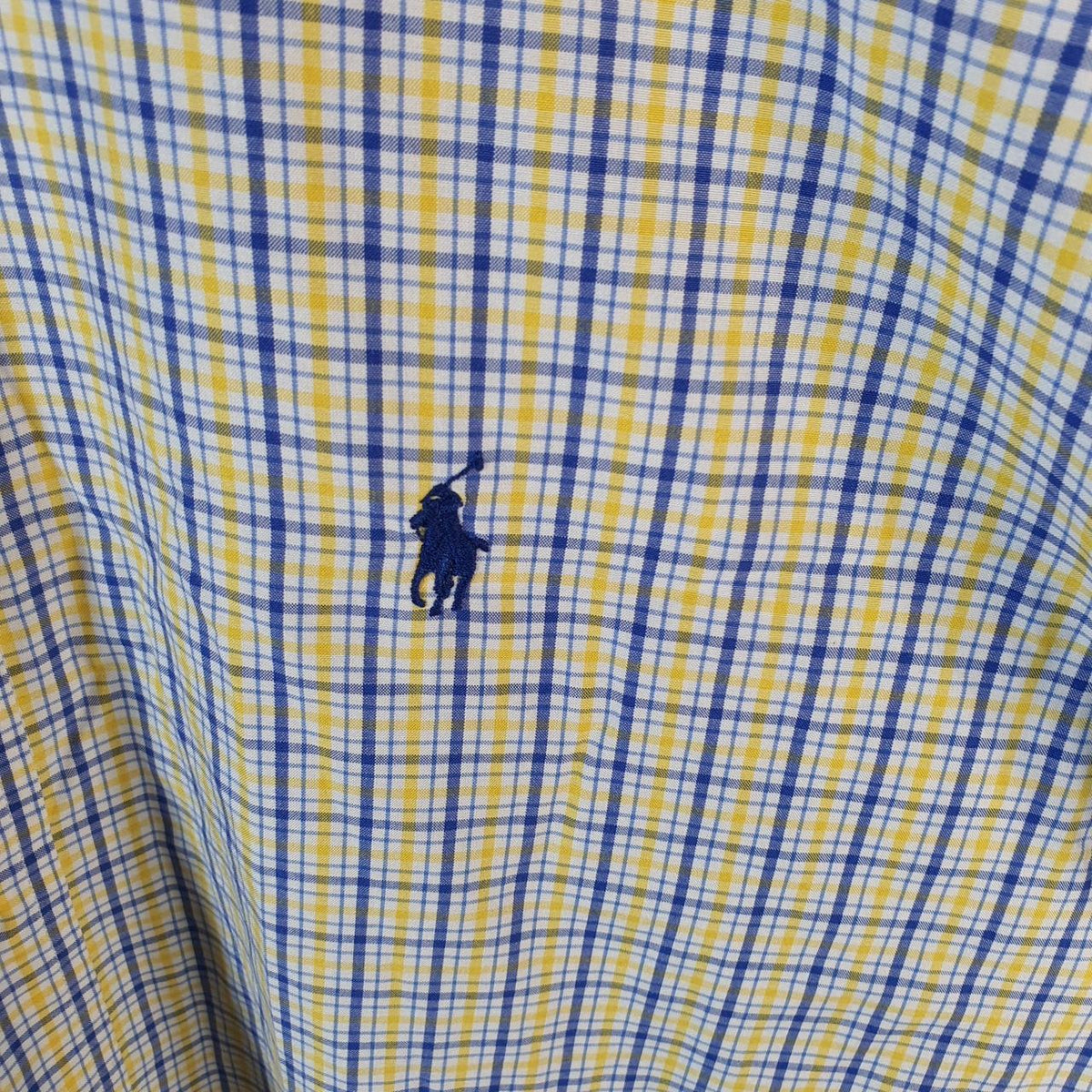 Vintage Ralph Lauren Button Down Shirt Men’s XL Yellow Classic Fit Checkered Cotton Pony
