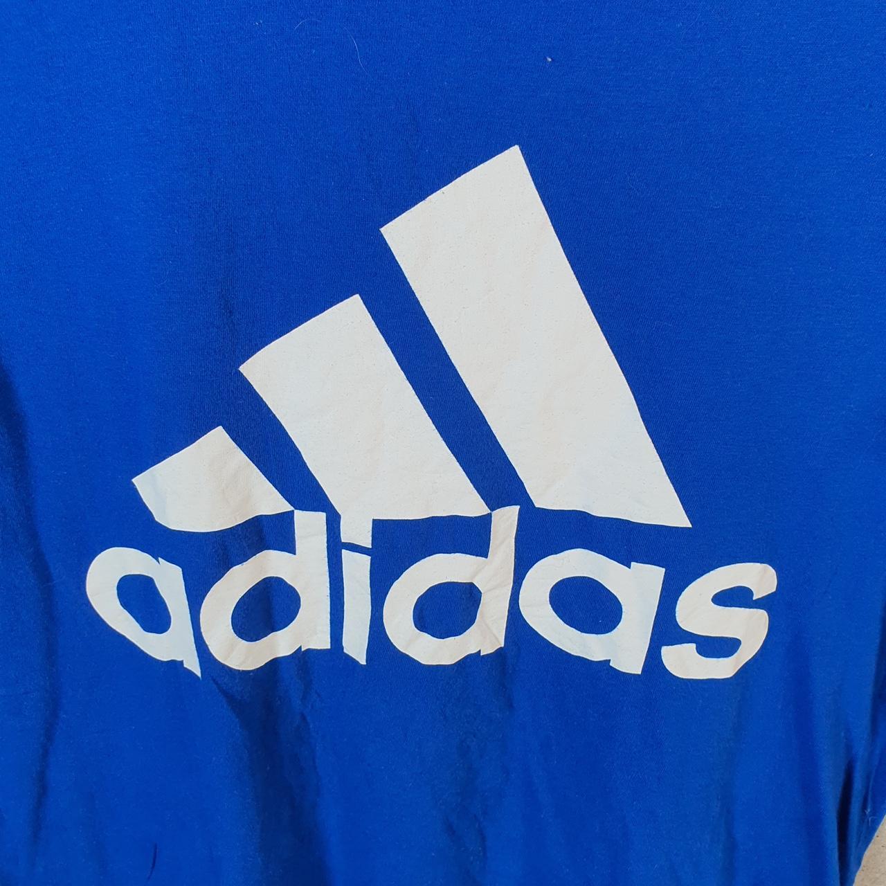 Vintage Adidas Amplifier T Shirt Men’s Small Blue Three Stripes Logo Athletic