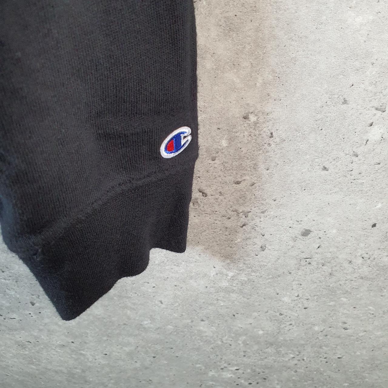 Vintage Champion Hoodie Womens Large Black USA Pullover Spellout Logo