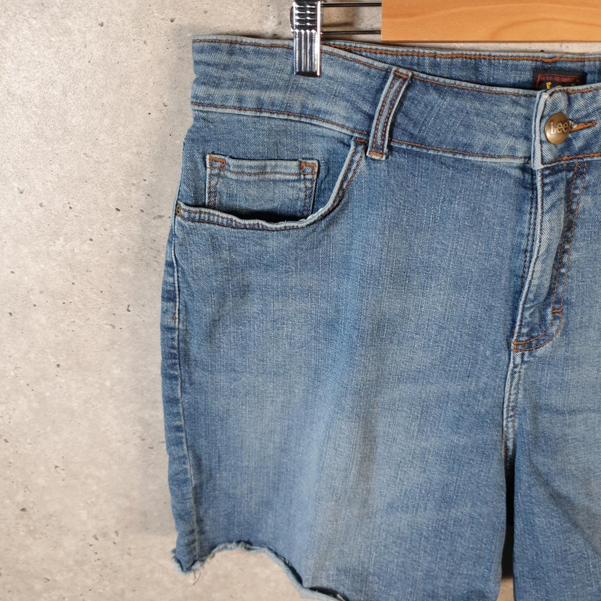 Vintage Lee Baggy Shorts Jorts Cargo Womens W38 Blue Relaxed Denim