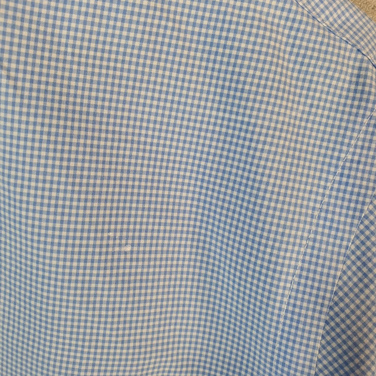 Vintage Ralph Lauren Button Down Shirt Men’s Large Blue Checkered Custom Cotton Pony Casual Big Fish Vintage