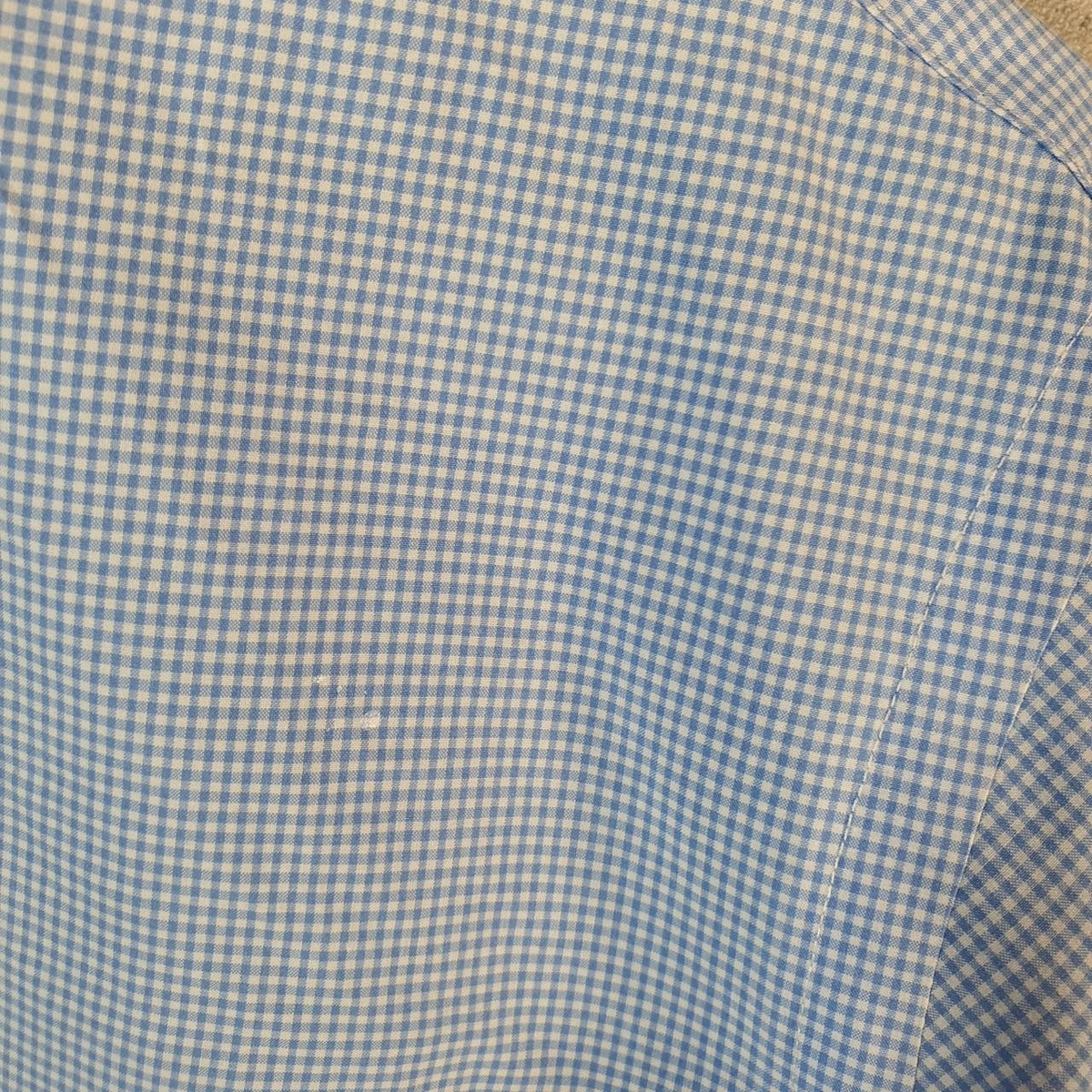 Vintage Ralph Lauren Button Down Shirt Men’s Large Blue Checkered Custom Cotton Pony Casual Big Fish Vintage