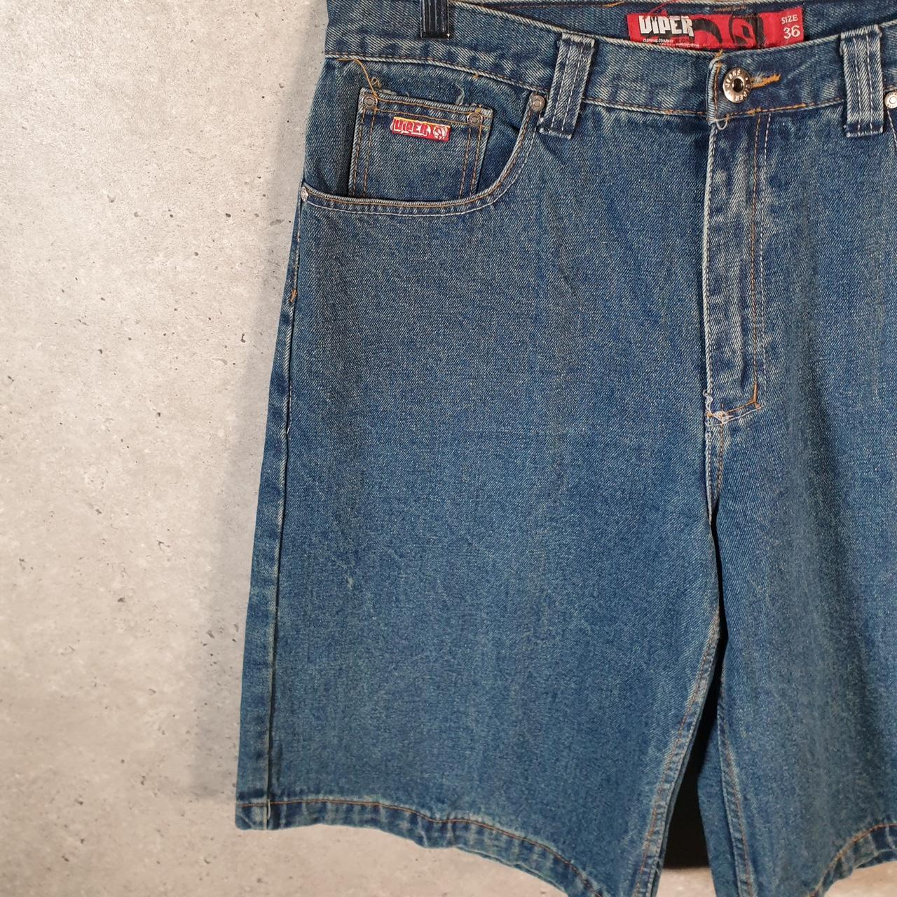 Vintage Viper Jeans Baggy Y2K Hip Hop Jeans Shorts Jorts Mens W36 Blue Denim USA Big Fish Vintage
