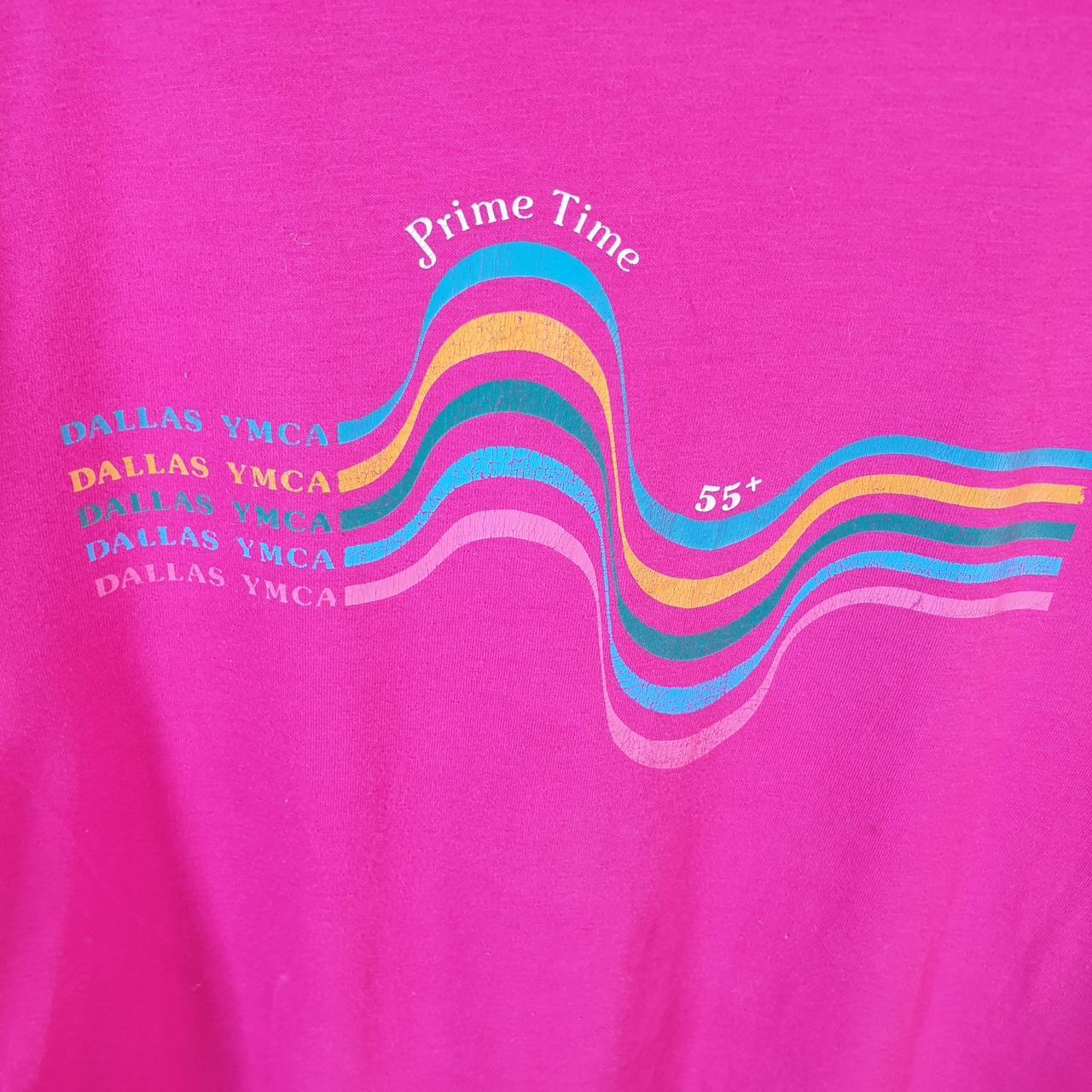 Vintage Hanes Dallas YMCA Prime Time 90s USA Single Stitch T Shirt Men’s Large Pink