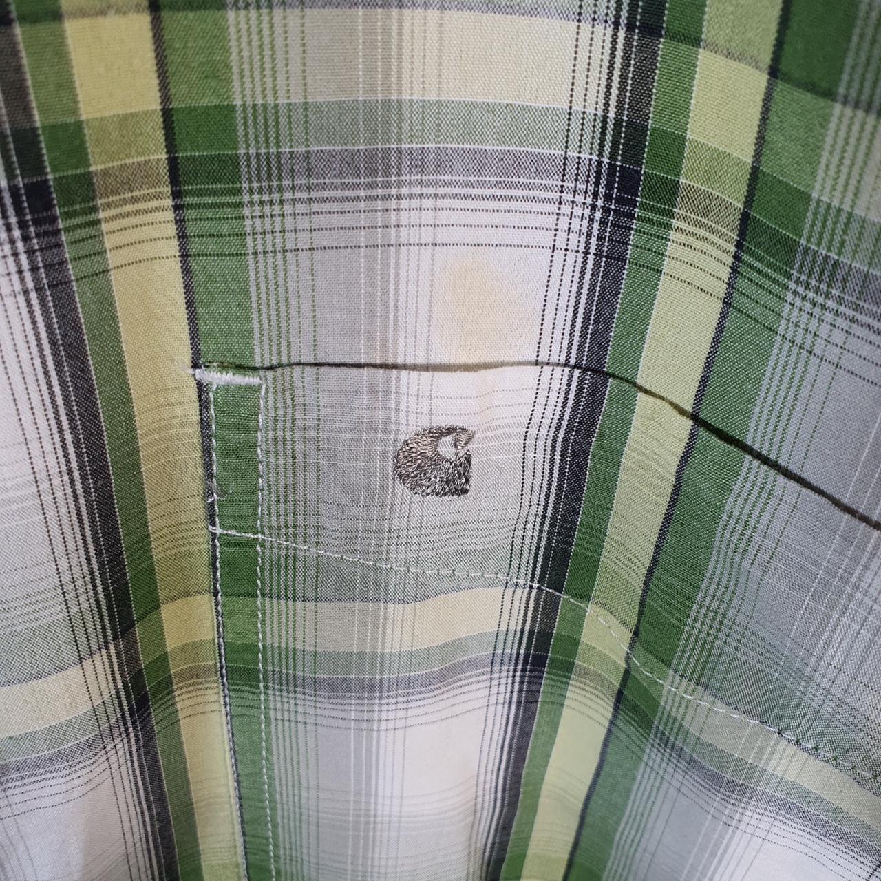 Vintage Carhartt Shirt Button Down Mens 2XL Green Checkered Short Sleeve Utility Loose