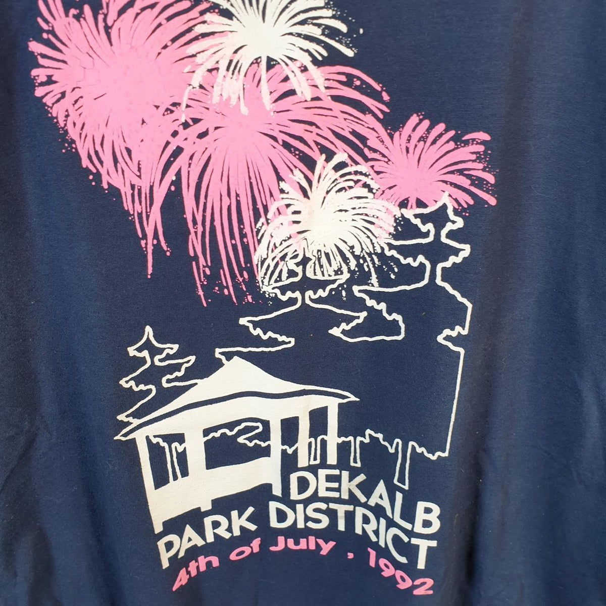 Vintage Screen Stars Best Dekalb Park District 1992 USA Single Stitch T Shirt Men’s XL Blue Big Fish Vintage