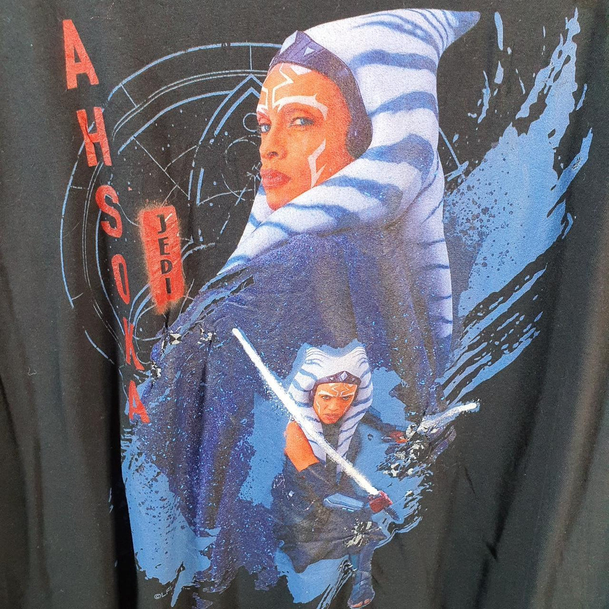 Vintage Star Wars Jedi Ahsoka T Shirt Men’s XL Black Logo Graphic Spellout