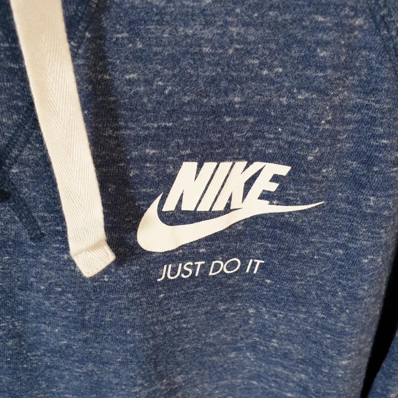 Vintage Nike Just Do It Spellout Hoodie Womens Large Blue Swoosh Y2K Pullover