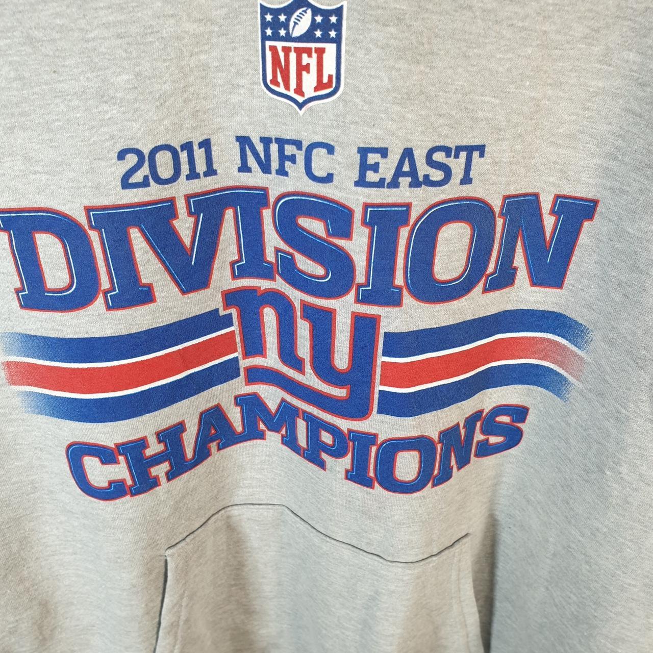 Vintage NFL 2011 New York NFC East Hoodie Mens Large Grey USA Pro Sport