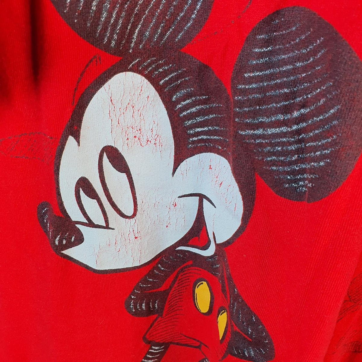 Vintage Heavy Fruit of the Loom Disney Mickey Mouse 90s USA Single Stitch T Shirt Men’s XL Red Big Fish Vintage