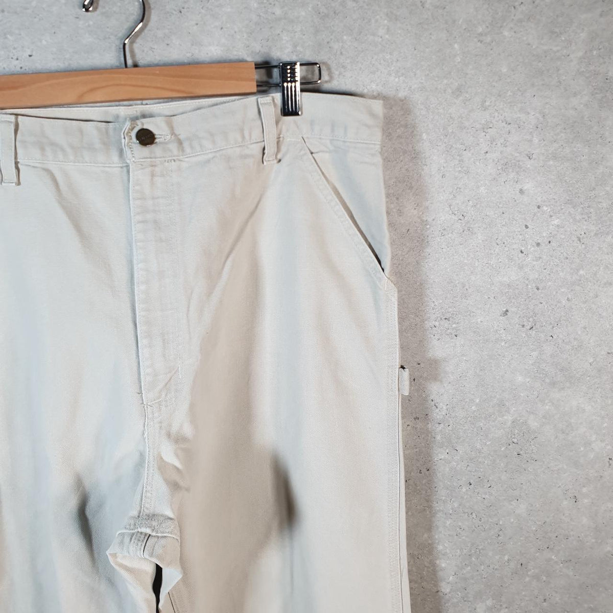 Vintage Carhartt Carpenter Trousers Mens W36 L34 Beige Dungaree Fit Workwear USA Big Fish Vintage