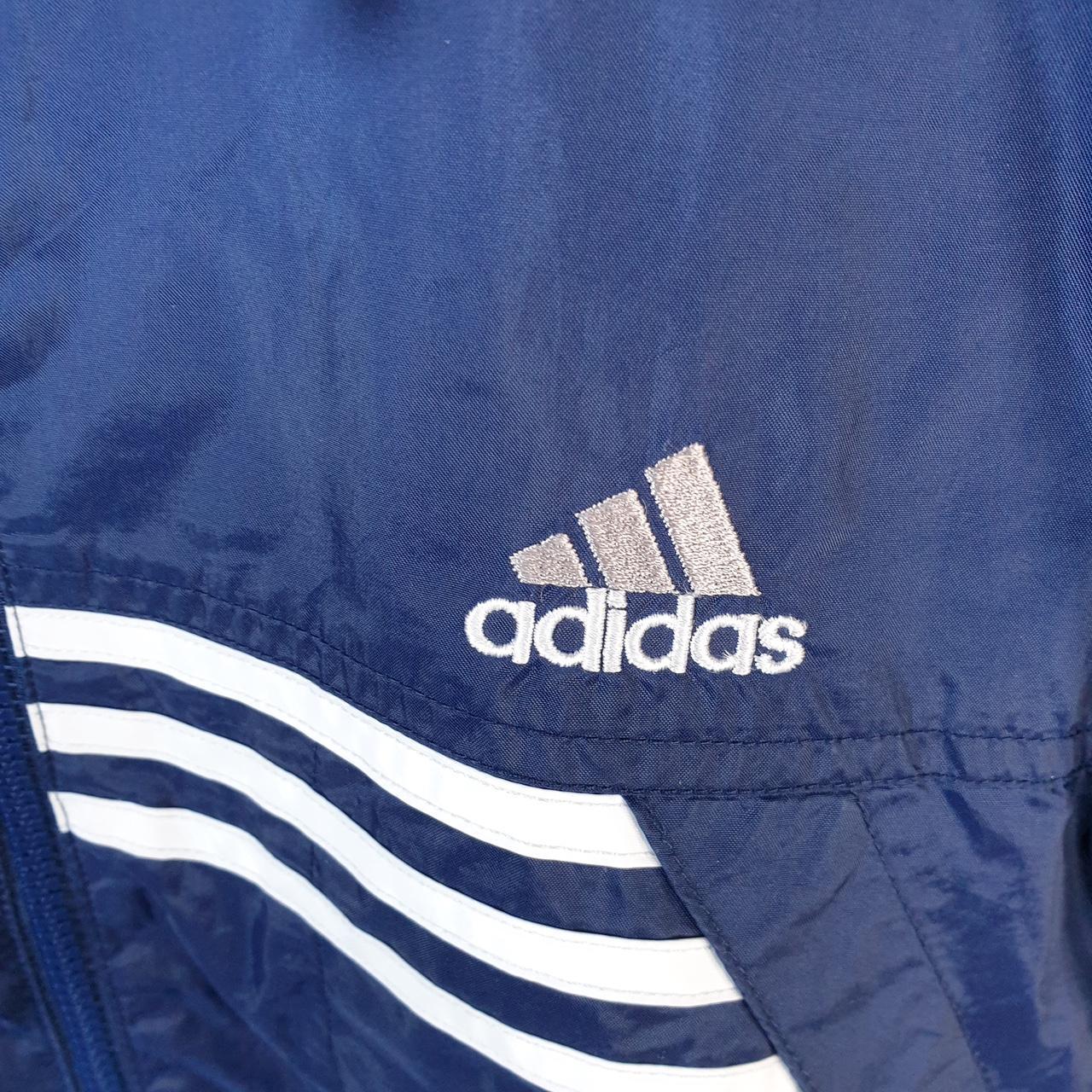 Vintage Adidas 90s Windbreaker Track Jacket Mens XL Navy Blue USA Three Stripes Full Zip