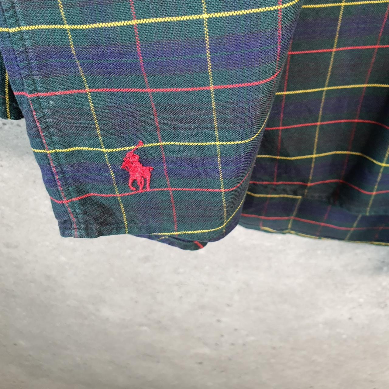 Vintage Ralph Lauren Button Down Shirt Men’s Small Green Checkered Big Oxford Pony Casual C8484