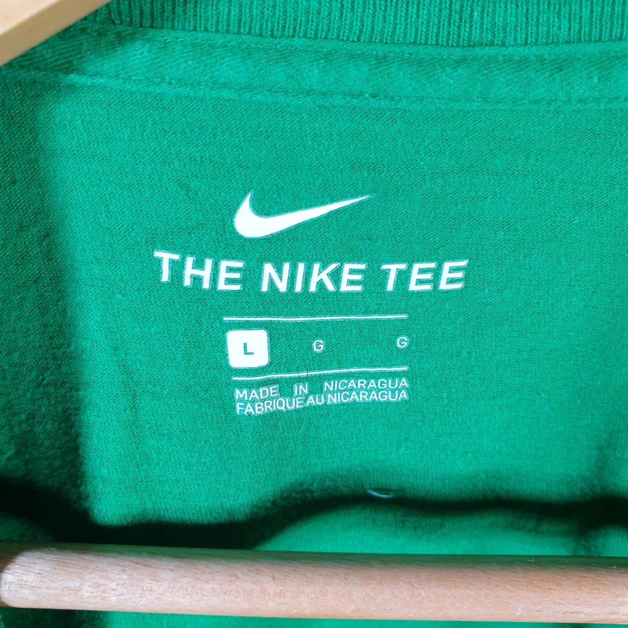 Vintage Nike T Shirt Men’s Large Green Printed Single Swoosh Logo Athletic C8261