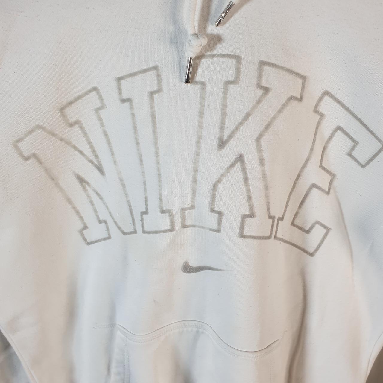 Vintage Nike Spellout Hoodie Womens Small White Swoosh Y2K Pullover