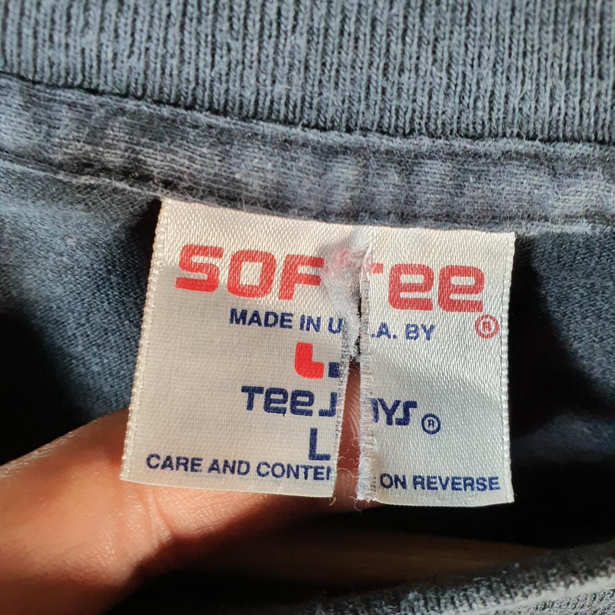 Vintage Sof Tee TeeJays Smoky Cherokee USA 90s Single Stitch T Shirt Men’s Large Black C9369