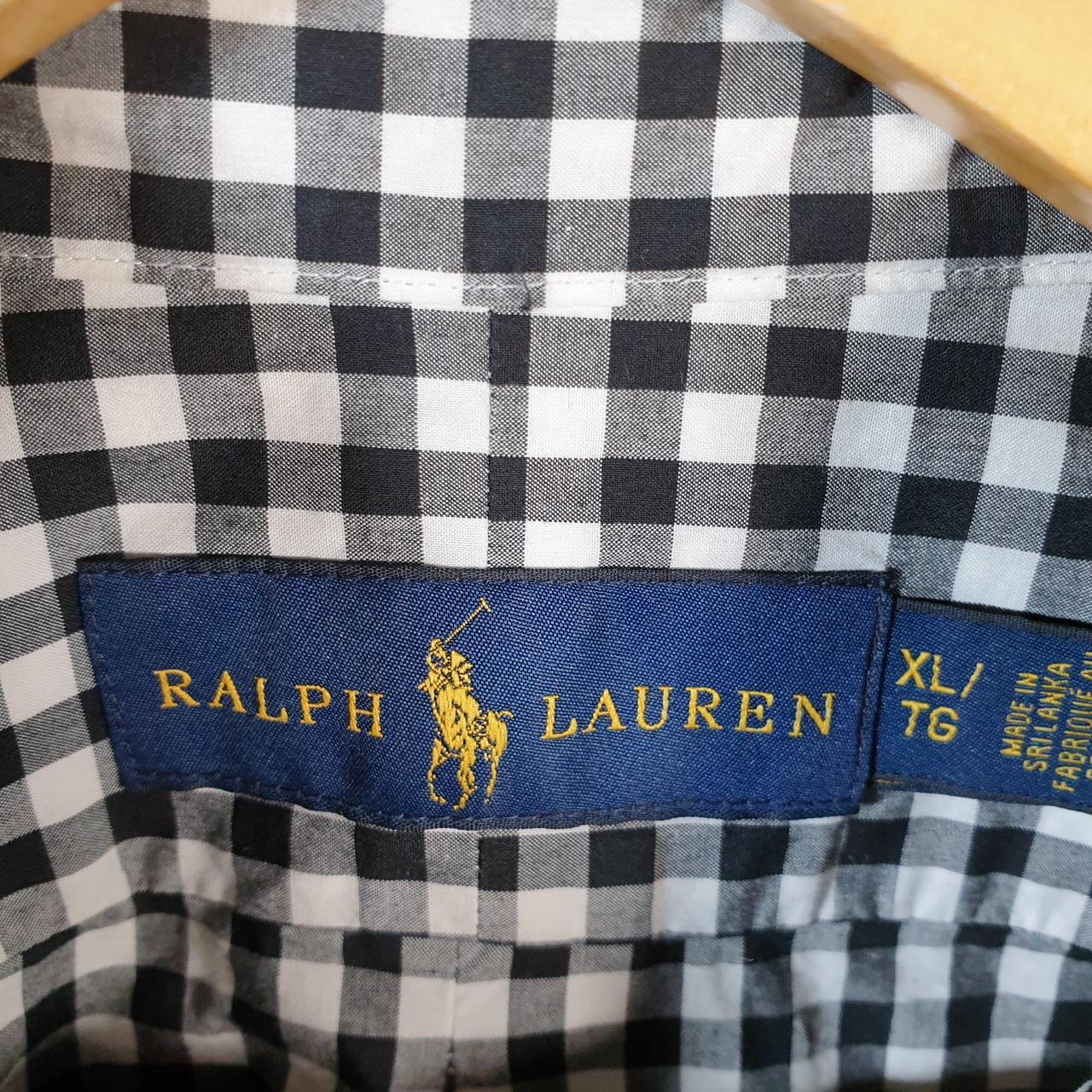 Vintage Ralph Lauren Button Down Shirt Men’s XL Grey Checkered Custom Fit Pony Cotton Big Fish Vintage