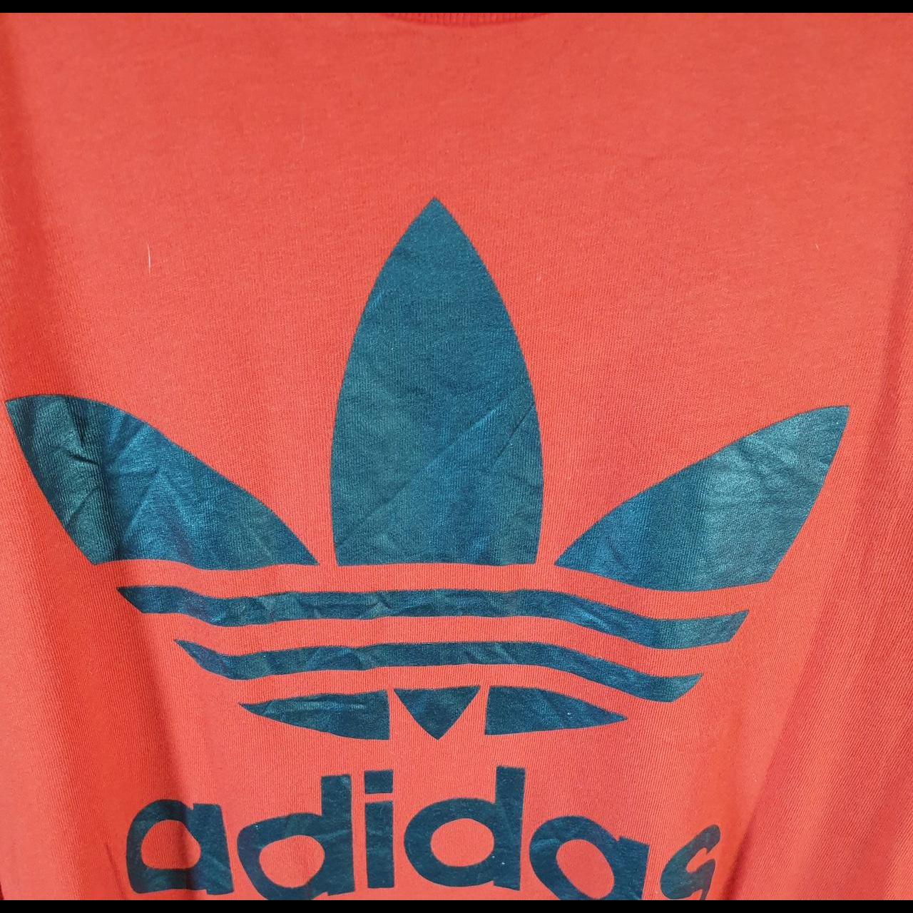 Vintage Adidas Trefoil T Shirt Men’s Large Red Three Stripes Logo Athletic