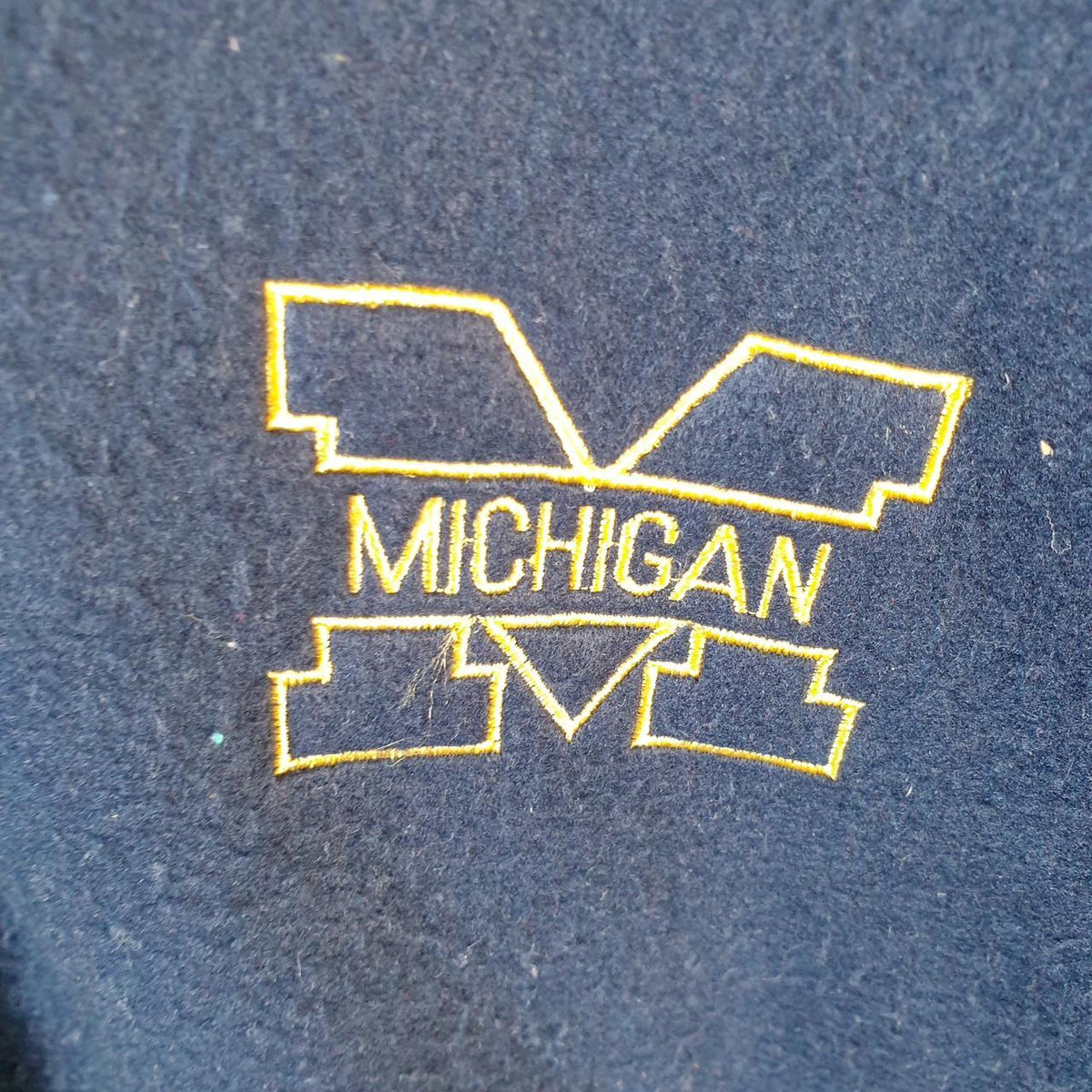 Vintage Starter 90s Korea Michigan 1/4 Zip Fleece Sweatshirt Mens XL Navy Blue Logo