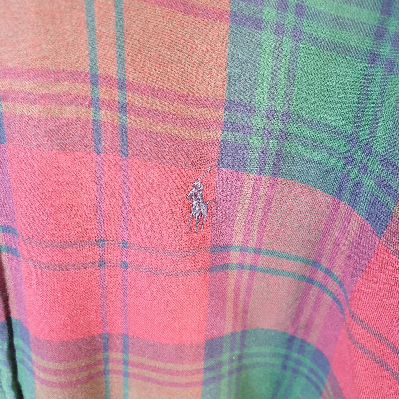 Vintage Ralph Lauren Button Down Shirt Men’s Large Burgundy Red Classic Fit Checkered Pony