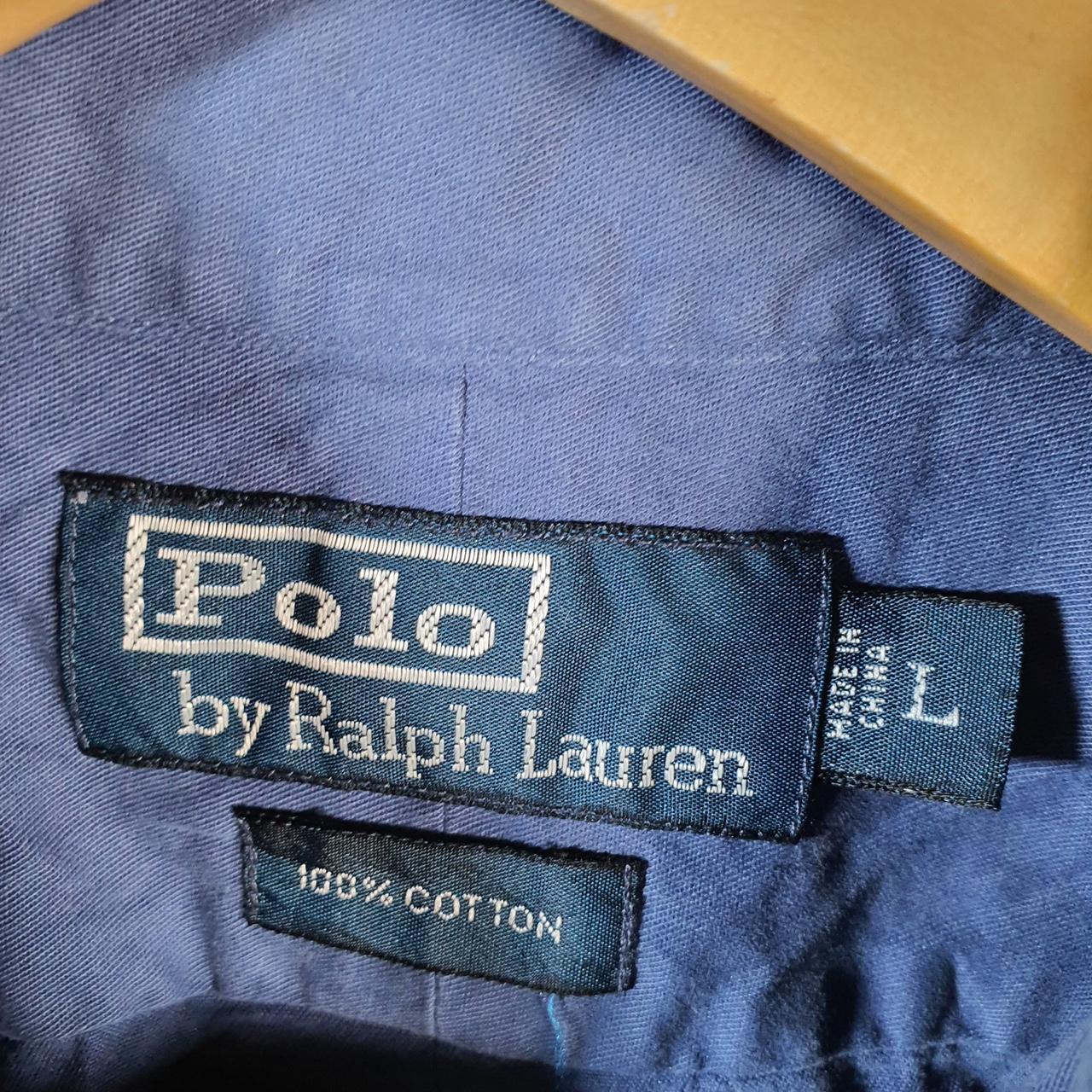 Vintage Ralph Lauren Button Down Shirt Men’s Large Blue Long Sleeve Classic Fit Cotton Pocket Big Fish Vintage