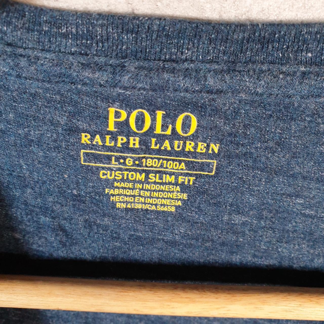 Vintage Ralph Lauren Polo T Shirt Men’s Large Blue Embroidered Custom Slim Fit Pony C9153