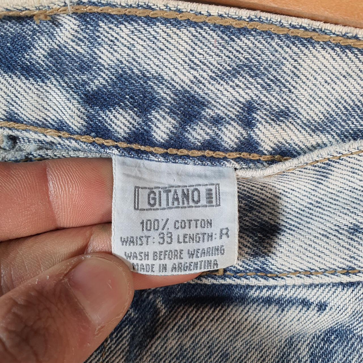 Vintage Gitano S. Stratton Sheriff Baggy Y2K Hip Hop Jeans Mens W33 Blue Embroidered Denim Big Fish Vintage