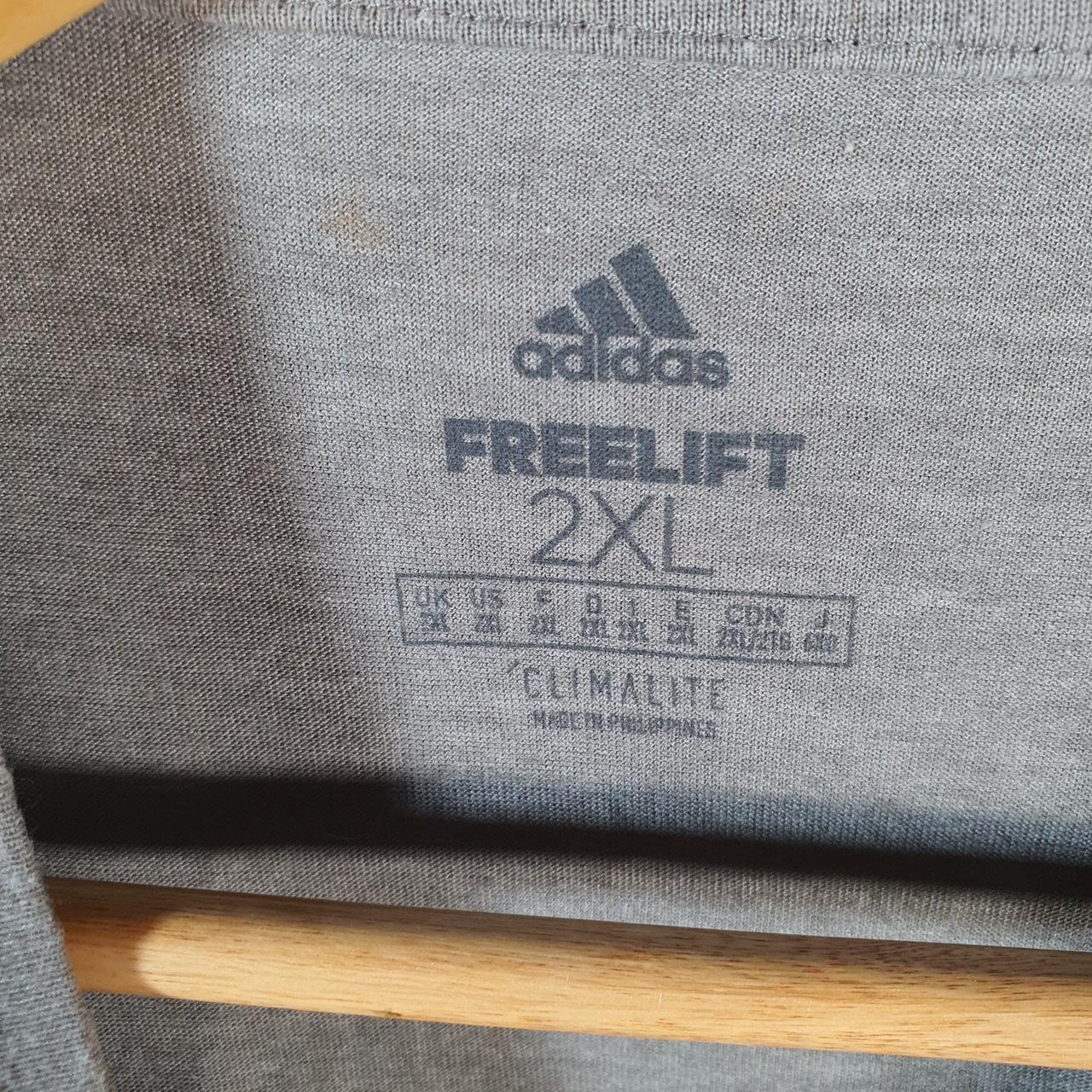 Vintage Adidas Freelift Climalite T Shirt Shirt Men’s 2XL Grey Three Stripes Logo Athletic C9728