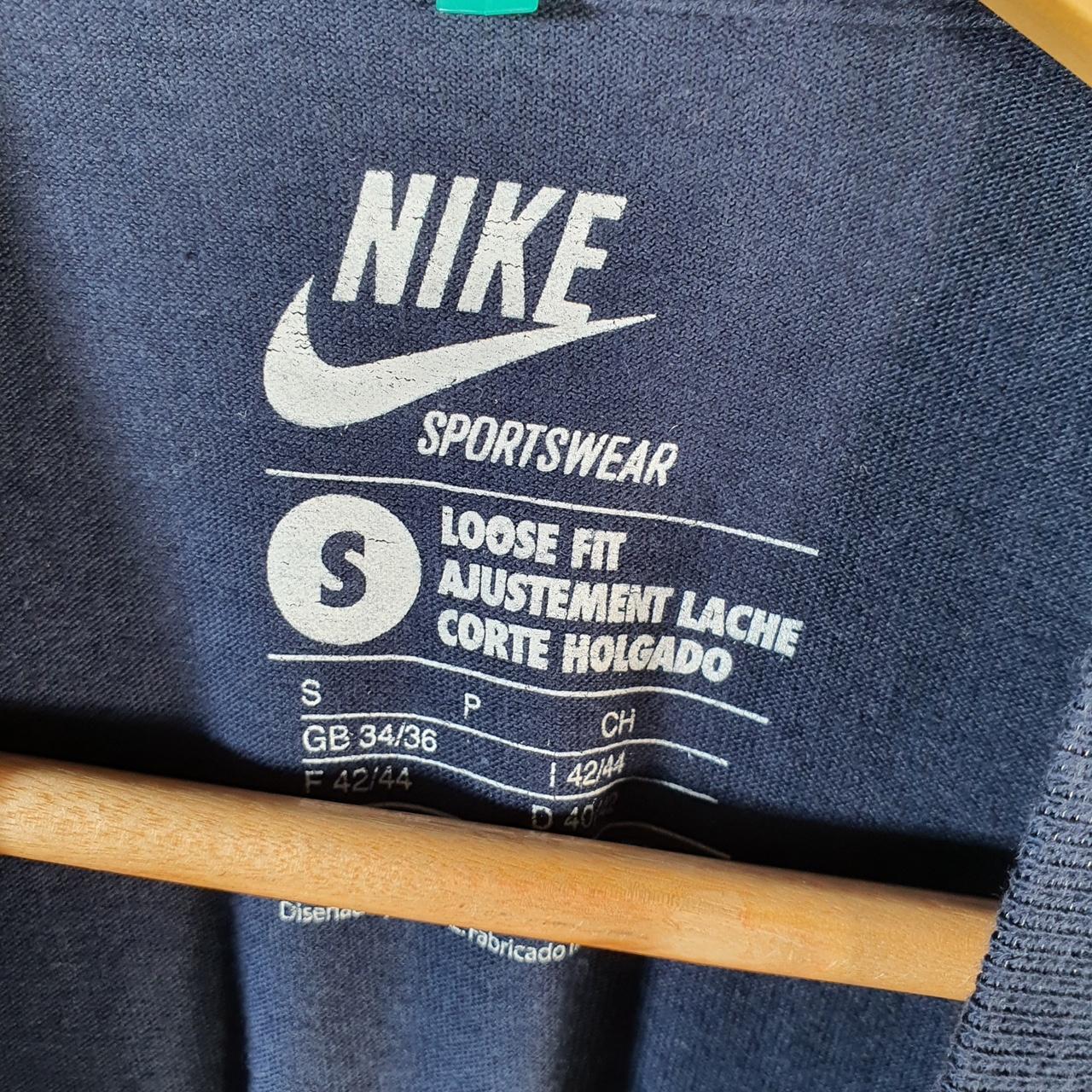 Vintage Nike T Shirt Men’s Small Navy Blue Printed Single Swoosh Logo Athletic Big Fish Vintage