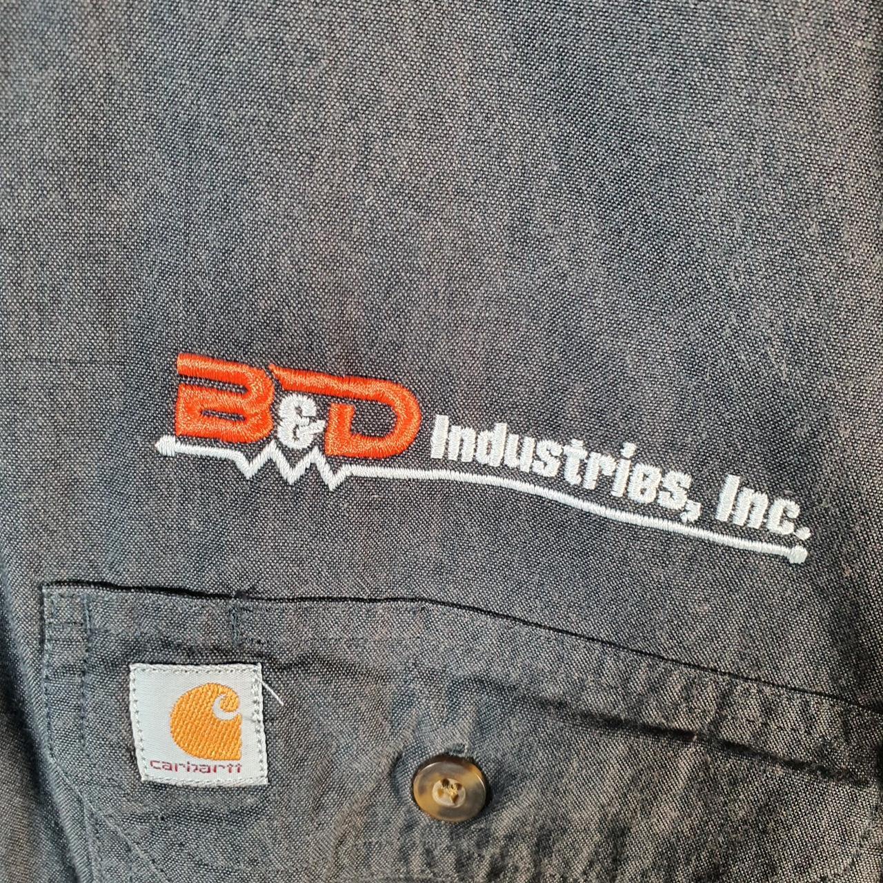 Vintage Carhartt Shirt Button Down Mens Medium Grey Long Sleeve Chore Utility Relaxed Big Fish Vintage