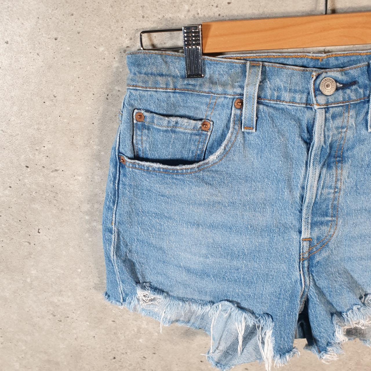 Vintage Levi’s 501 Cut Off Baggy Shorts Jorts Cargo Womens W27 Blue Relaxed Denim